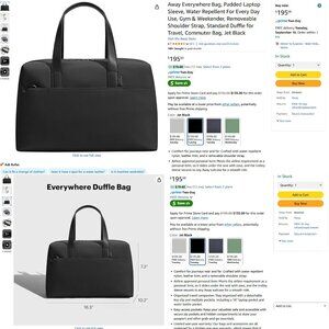 NEW AWAY Luggage Everywhere Bag Jet Black MSRP $195 New without Box